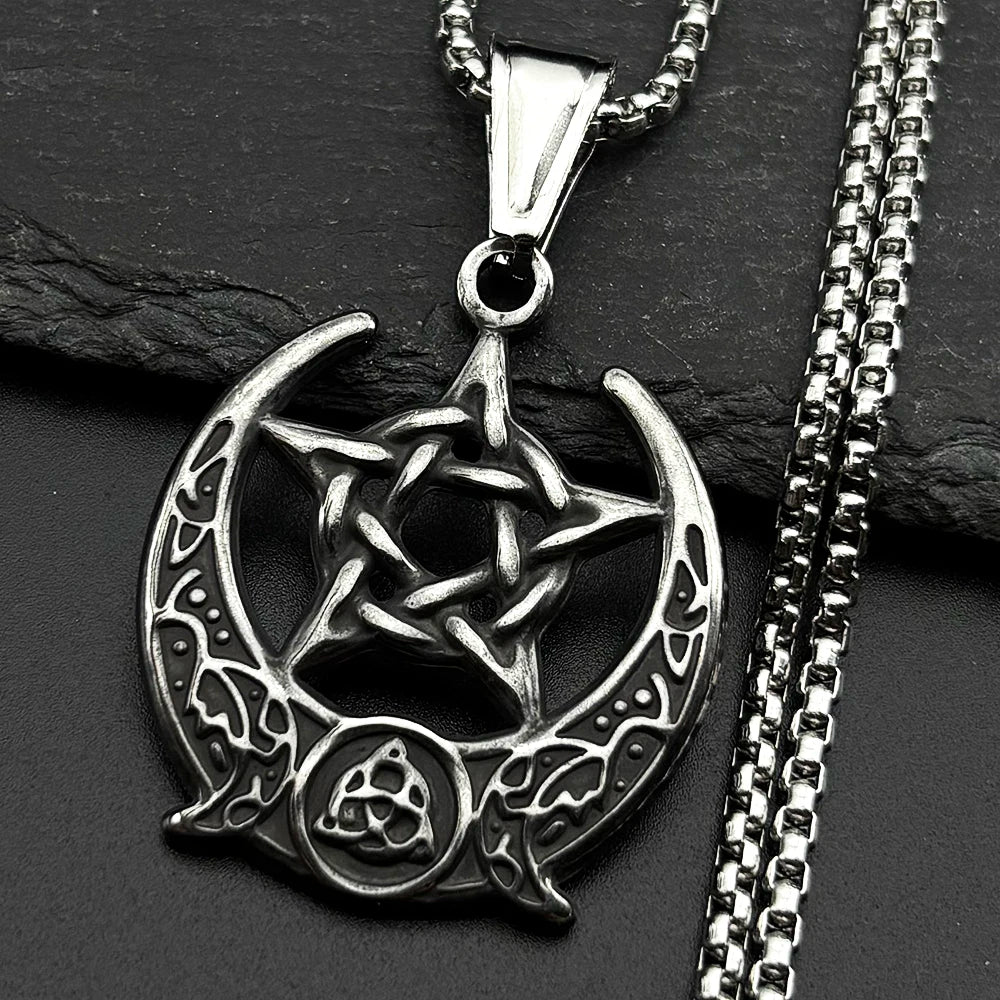 Star Celtic Steel Pendant Vinatge Wicca Triple