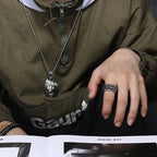 8/9/10/11/12/13# Stainless Steel Men Skull Ring Ancient Punk Skeleton Crossbones Waterproof Not Fading Male Finger