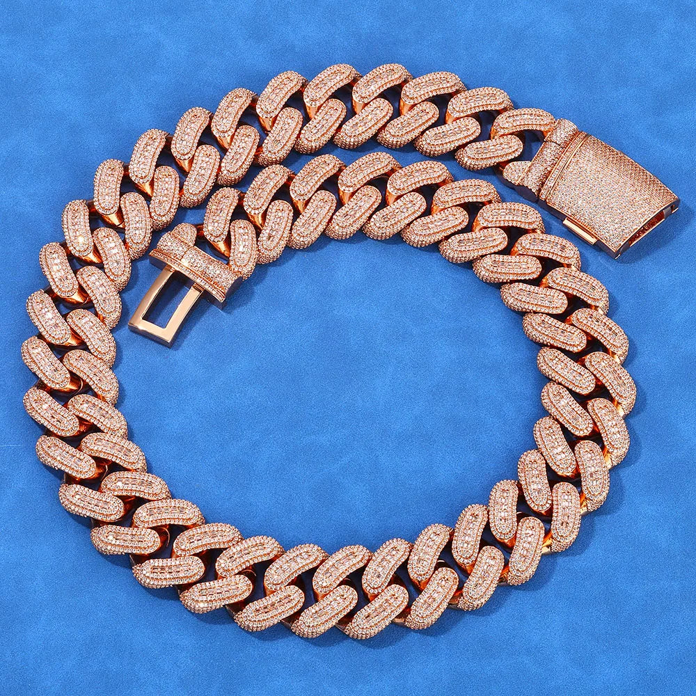 Rose Gold Cuban Chain Necklace Iced Out 29MM
