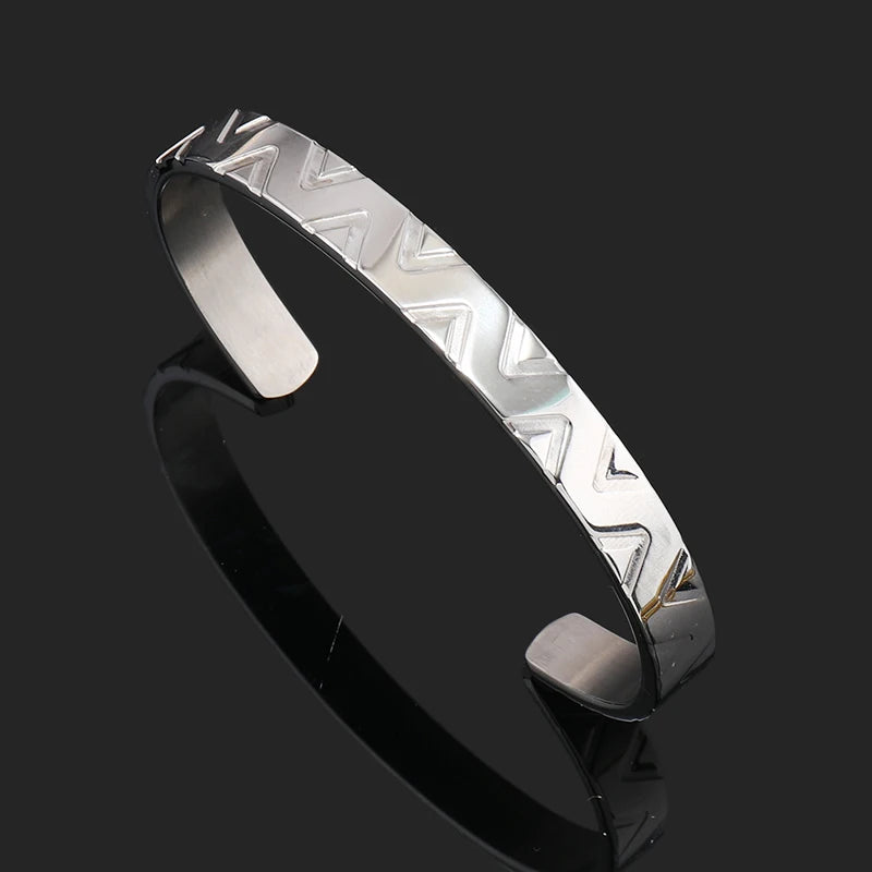 Luxury Open Cuff Hip Hop Stainless Steel Triangle Man Bangles Golden Women Bracelets Jewelry Couple Gift