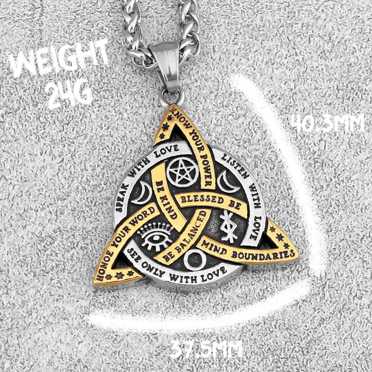 Viking Witch Celtic Knot Pendant Necklace Rune Stainless Steel Men Chain Odin Gothic Necklace Protection Amulet Jewelry