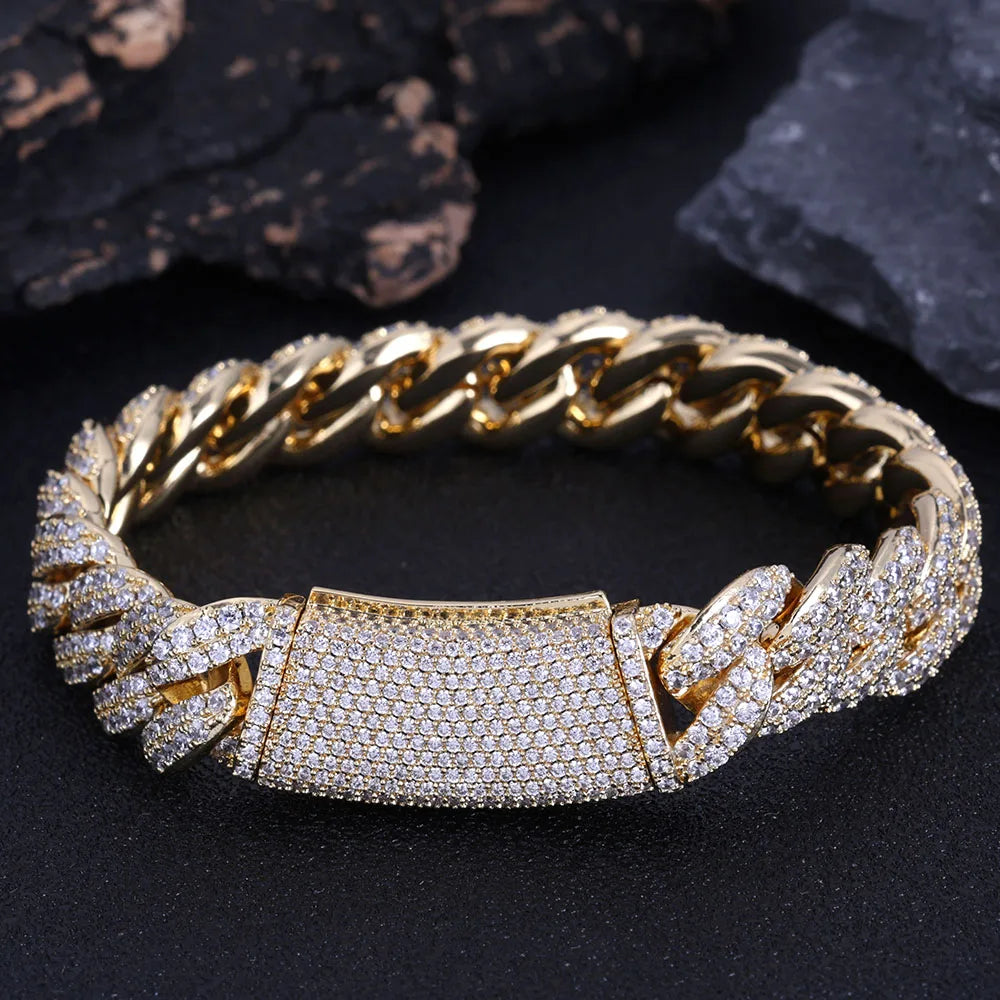 Iced Out Cuban Chain Necklace 13-18MM 2-3 Row