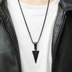 Cuban Chain Arrow Pendant Necklace for Men Stainless Steel Long Chains Hip Hop Punk Spearhead Charm Man's Neck Jewelry Accessory