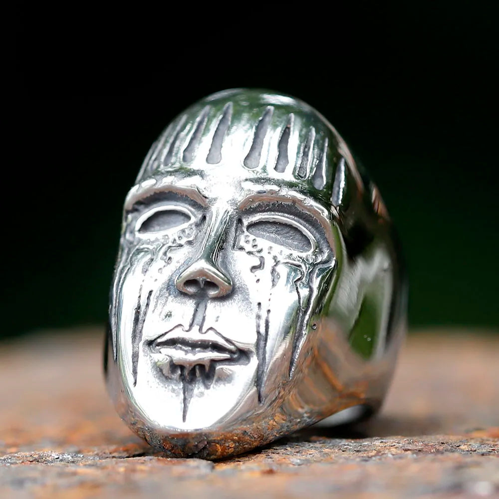 Flowers Skull Mask Ring — Stainless Steel