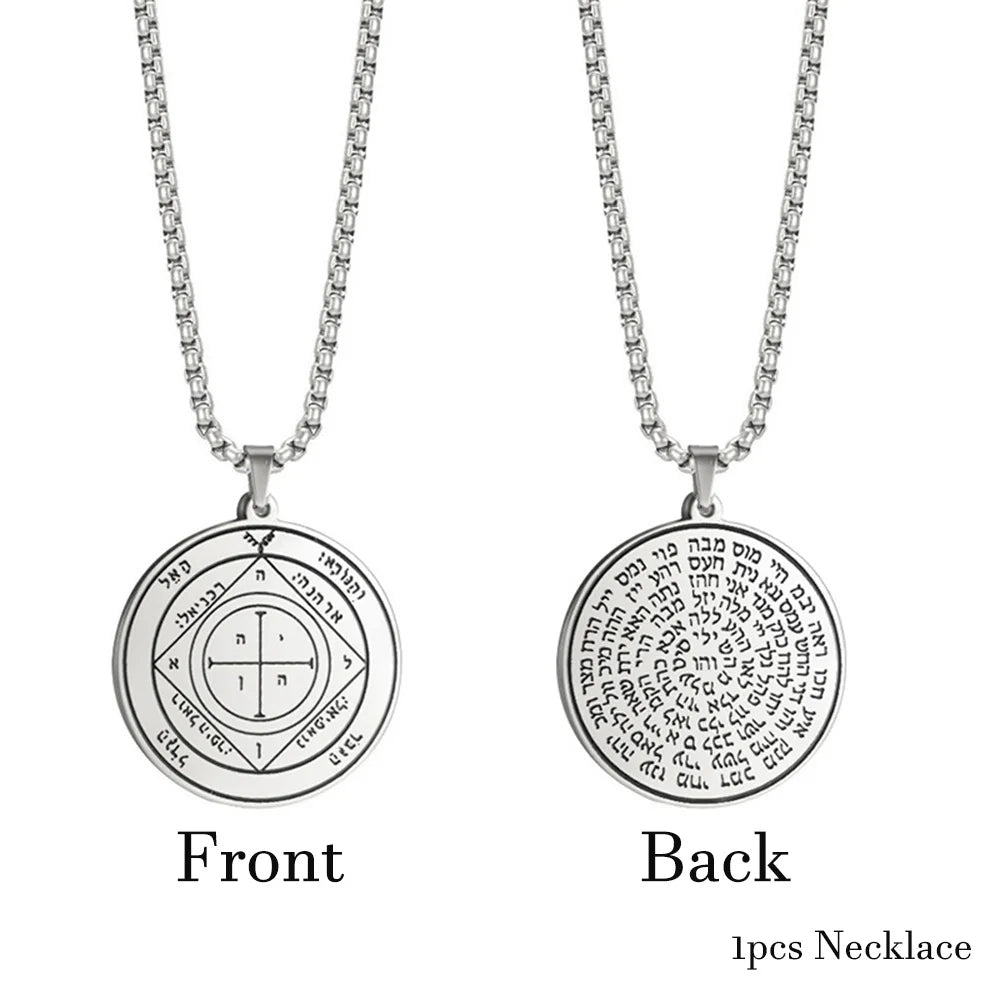 EUEAVAN Key of Solomon Necklace Double Side Third Pentacle of the Venus Protection Love Stainless Steel Necklaces Amulet Jewelry