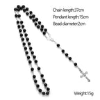 Vintage Catholic Rosary Necklace — Glass Bead Crucifix Cross