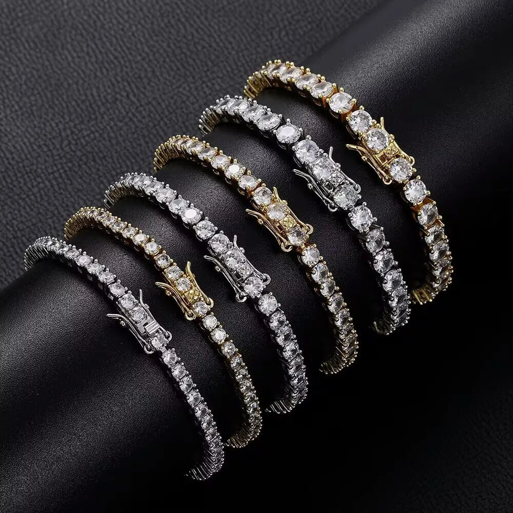7mm 925 Sterling Silver Moissanite Bracelet 3mm D VVS1 Diamond with GRA for Women Sparkling Wedding Party Fine Jewelry