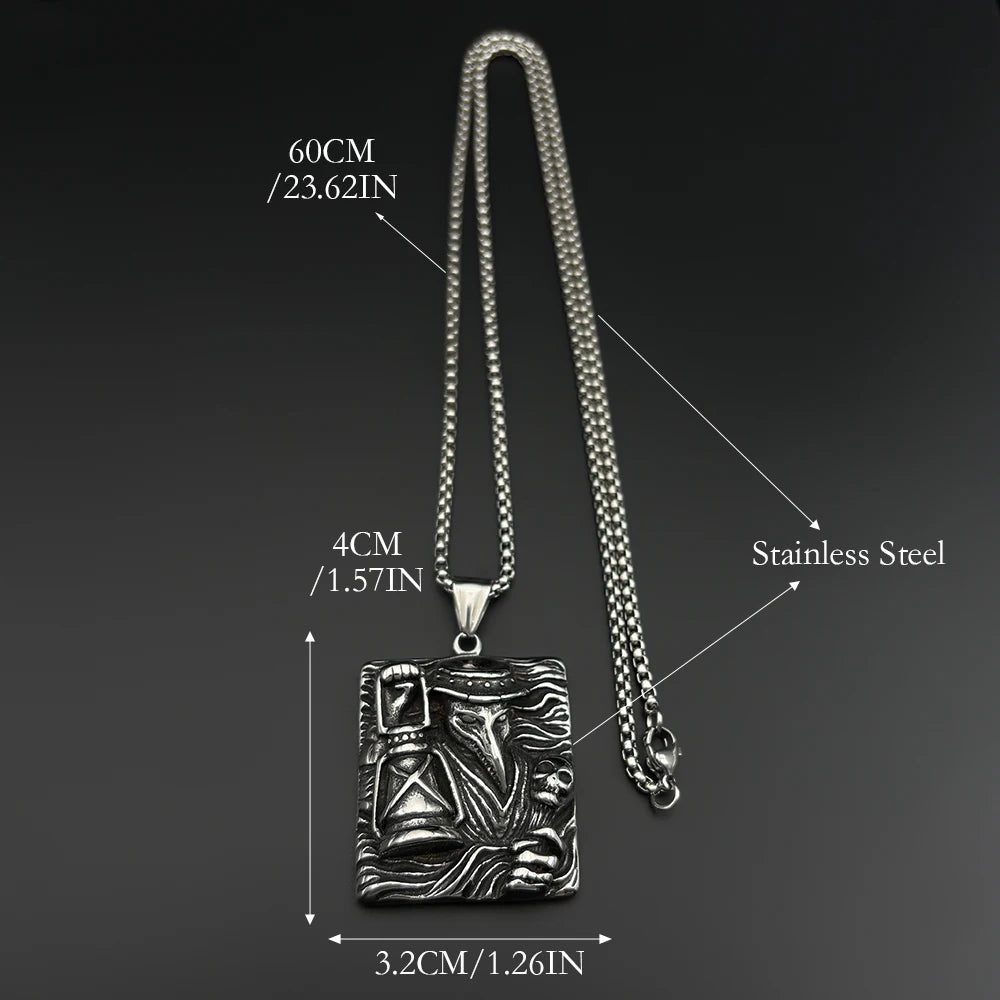 Raven Skull Silver Pendant Grim Reaper Plague