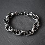Thick Black Locomotive Oval Link Bracelet 11mm — Stainless Steel