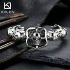 KALEN Dark Knight Stainless Steel Skull Bangle Punk Hip Hop Men's Bracelet Fashion Jewelry Halloween Decorations Birthday Gifts