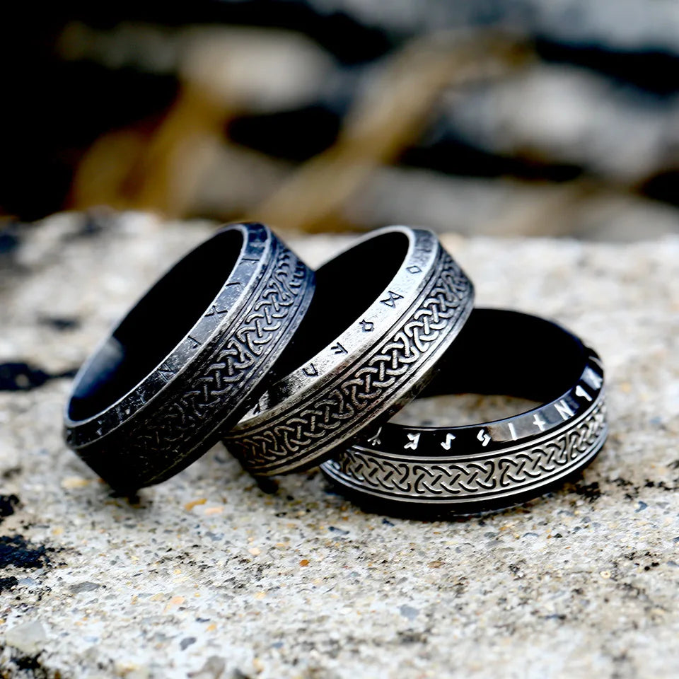 Vintage Odin Norse Viking Amulet Rune Rings For Men Cool Stainless Steel Celtic Knot Ring Wedding Jewelry Valentine's