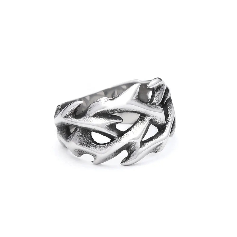 Viking Steel Ring Vintage Hollow Out Thorns