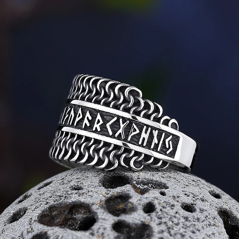 Vintage 2022 New 316L Stainless Steel Odin Norse Viking Amulet Rune MEN Ring Fashion Words Retro Jewelry Boyfriend Gift