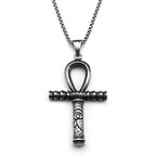 Eye of Ra Ankh Cross Silver Pendant Necklace