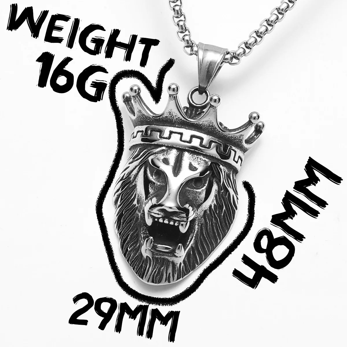 Crown Lion Unique Men Necklace Stainless Steel Pendant Chain Hip Hop Punk Jewelry Biker Male Accessories Gifts Daily