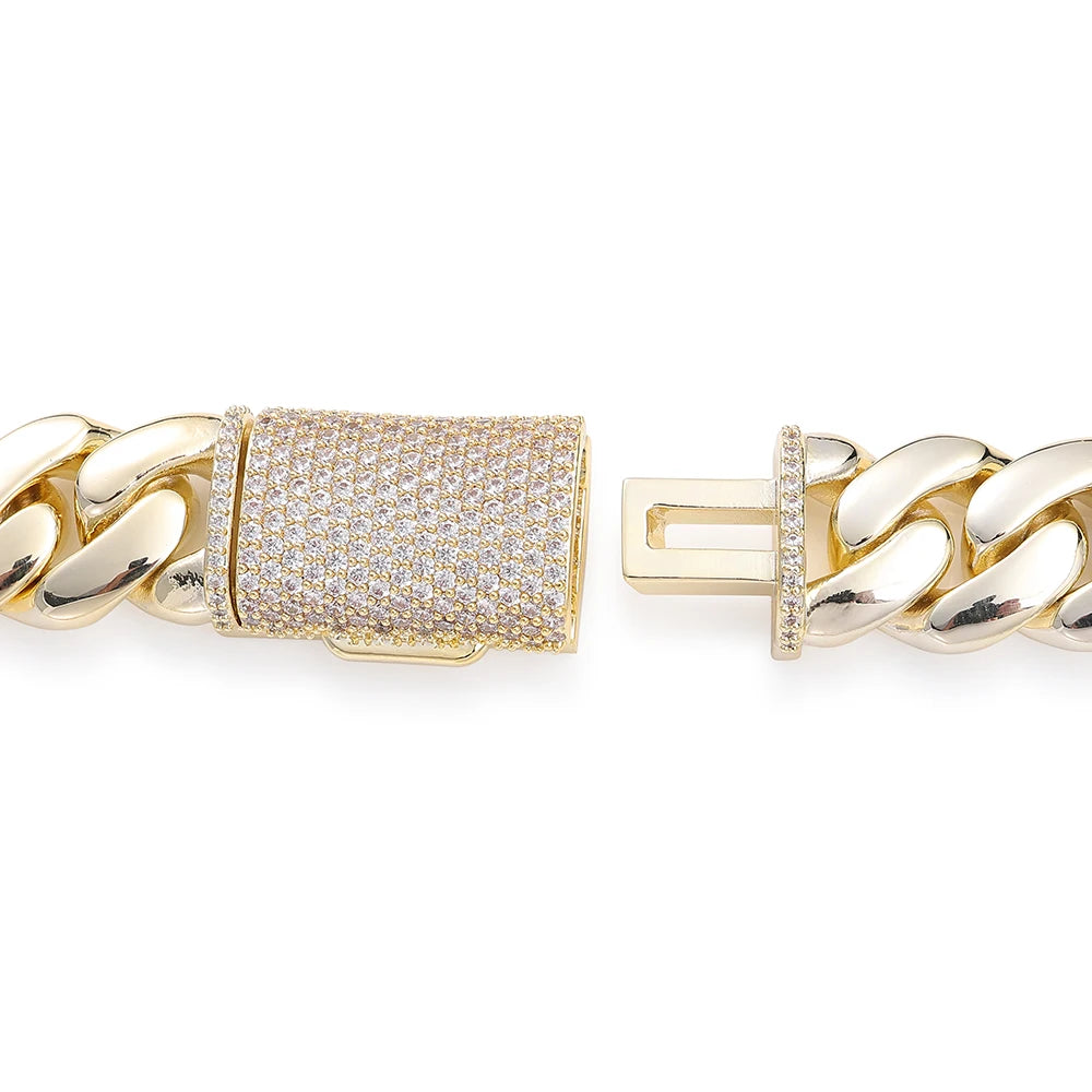 8/12/15/20mm Cuban Link Chain Bracelet Full Micro Pave Cubic Zirconia Hip Hop Jewelry for Men and Women