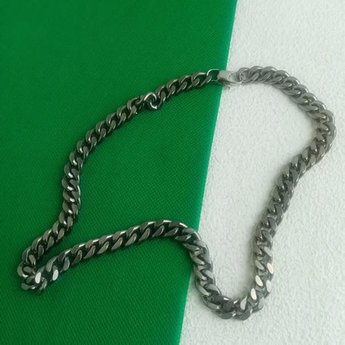 Men's 10.5mm Pure Titanium Washed Cuban Necklace - Hip Hop Trendy Design, Pop Style Must-Have, Anti-Tarnish &