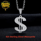 Iced Out Dollar Pendant — 925 Silver