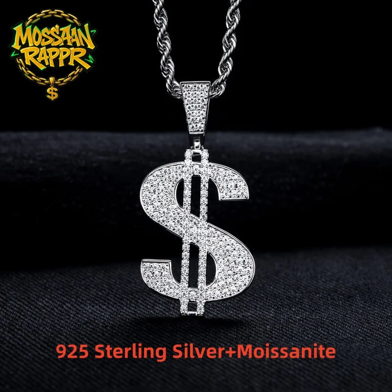 Iced Out Dollar Pendant — 925 Silver