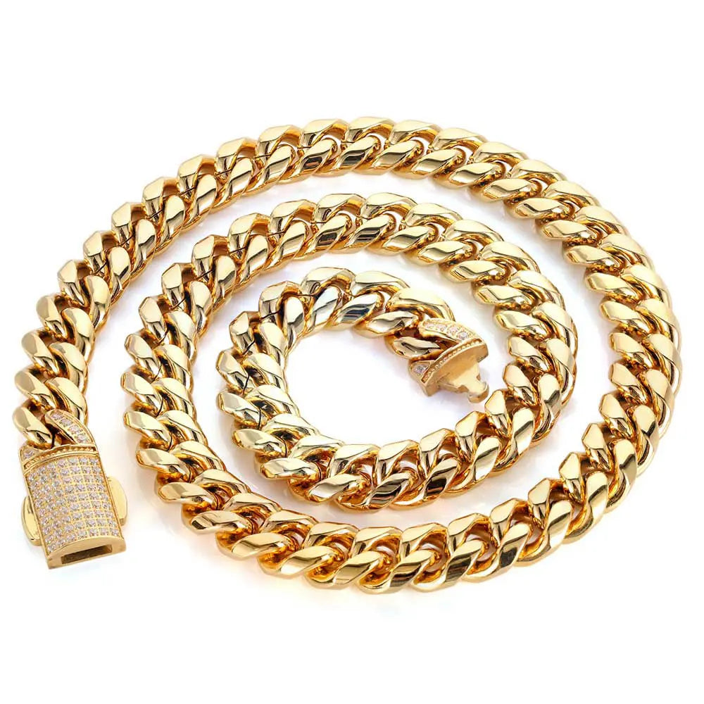 Stainless Steel Cuban Chain Necklace Miami 12MM