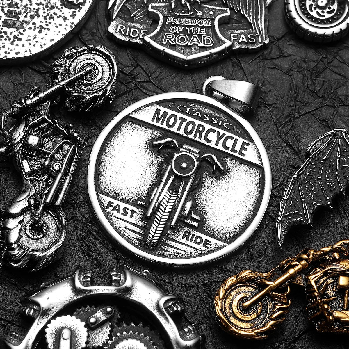 Rider Motorcycle Series Men Necklace Stainless Steel Pendant Chain New in Punk Rock For Women Fashion Jewelry Gifts