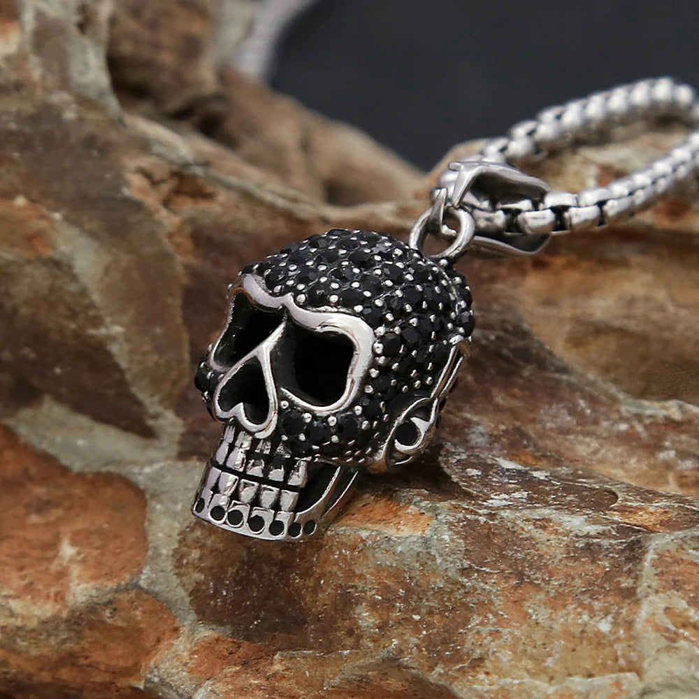 Skull Black Pendant Vintage Stone Punk