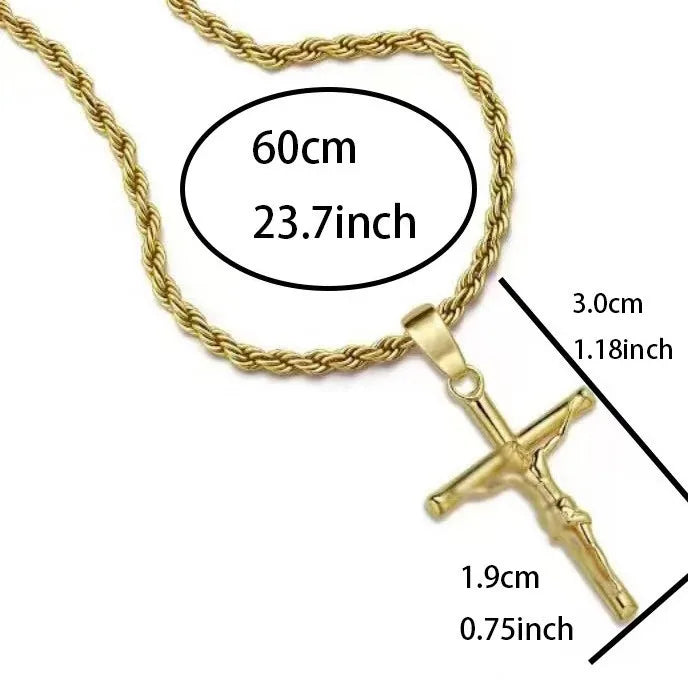 Luxury 24K 9999 Pure Gold real gold Cross Pendant Necklace Men's Necklace