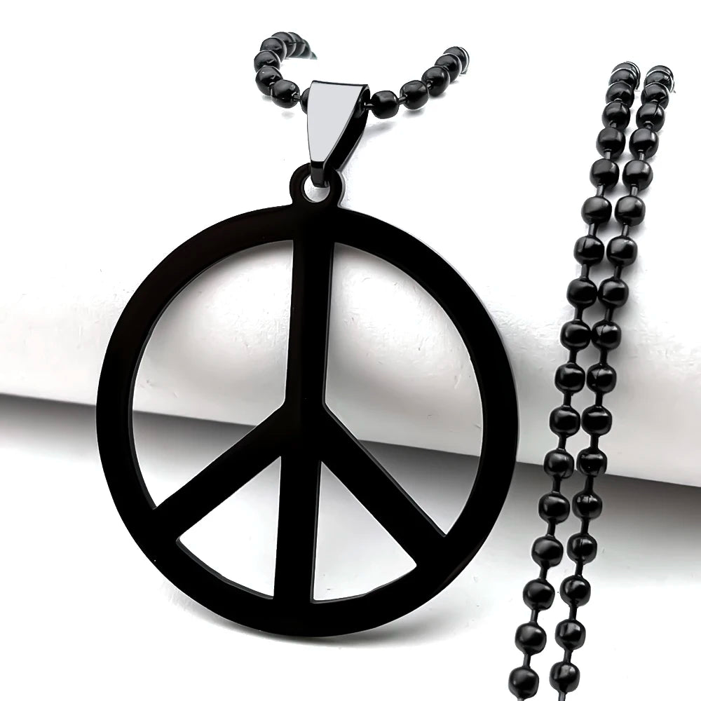 Peace Symbol Stainless Steel Chain Necklaces for Women Unisex Simple Silver Color Necklace Jewelry Women or Men Jewelry