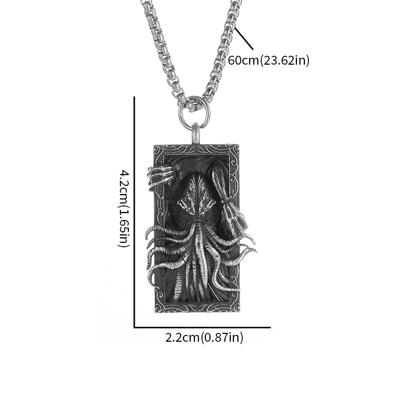 Vintage Cthulhu Mythos Octopus Sea Monster Pendant Necklace for Men Hip Hop Fashion Cool Jewelry Gift