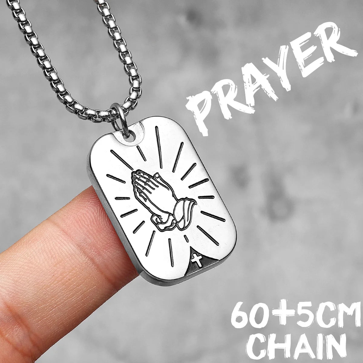 Praying Hands Cross Pendant — Stainless Steel
