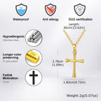 Cross Gold Sweater Chain Necklace — Stainless Steel