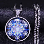 Seal of Seven Archangels Medal Stainless Steel Glass Necklace Seal of Solomon Talisman Necklace Protection Jewelry