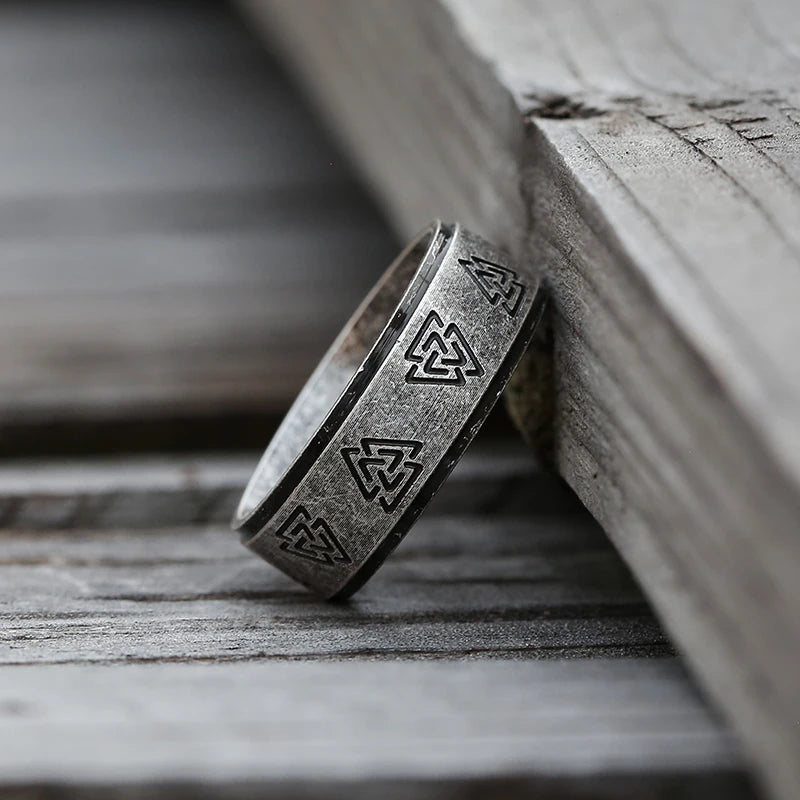 Viking Nordic Rune Band Ring for Men — Stainless Steel