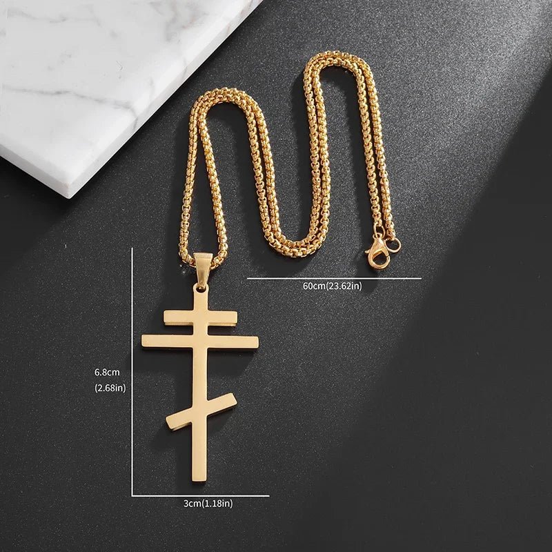 Orthodox Cross Stainless Steel Pendant Necklace