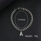 A-Z Initial Letter Cuban Chain Bracelet — Stainless Steel