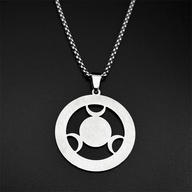 Hecate Wheel Pendant Necklace — Stainless Steel