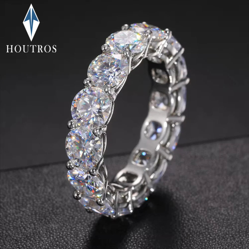 5mm D Color Moissanite Row Ring 925 Sterling Silver Diamond Wedding Band Rings For Women Certified Fine Jewelry Gift