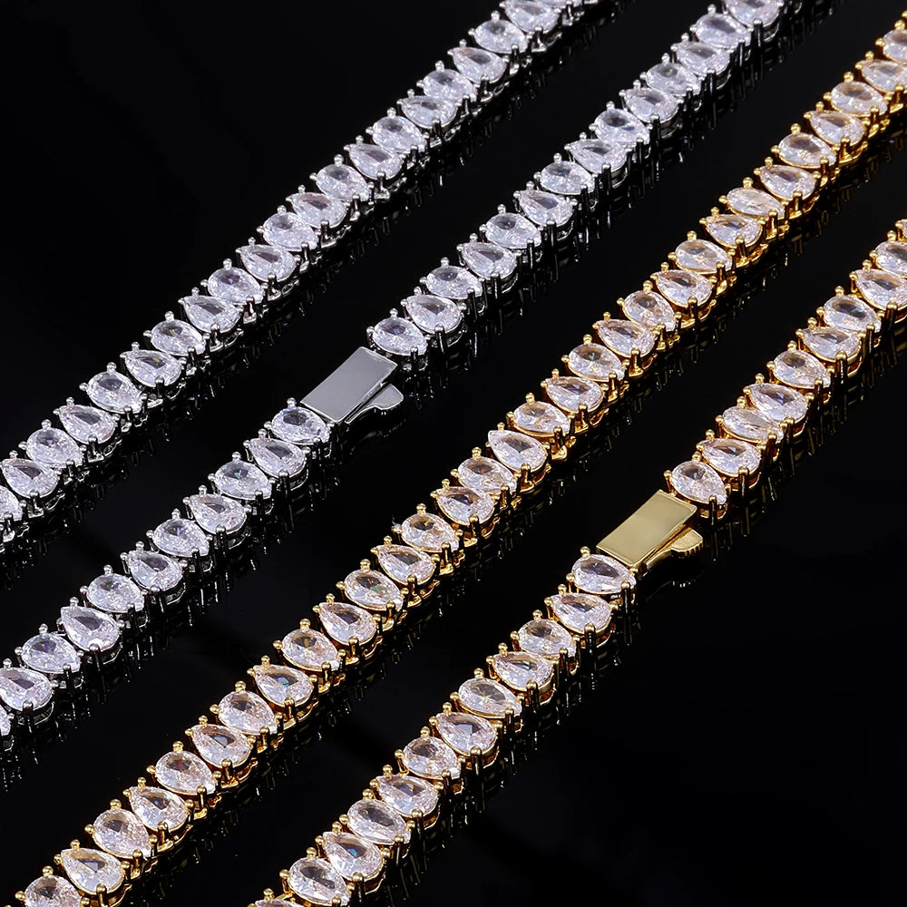 Tennis Bracelet Stainless Steel 6MM Teardrop CZ