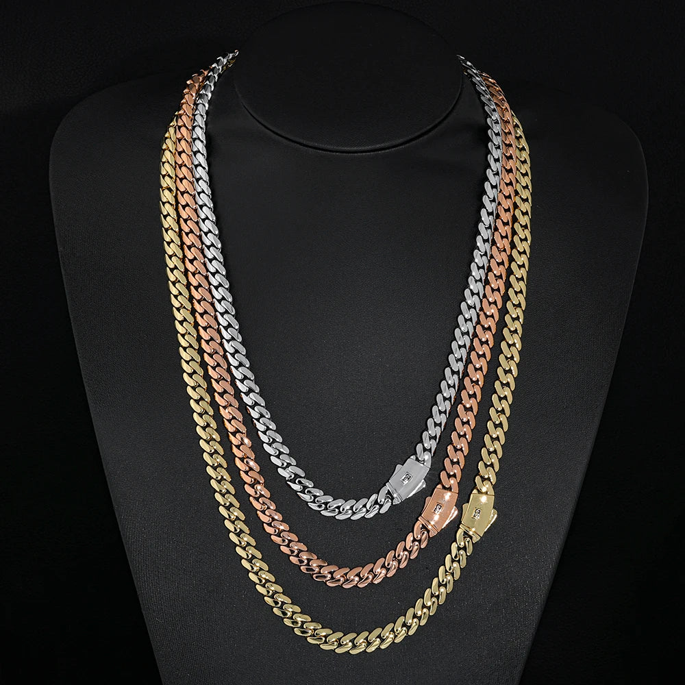 Rose Gold Cuban Chain Necklace Smooth 6/8MM