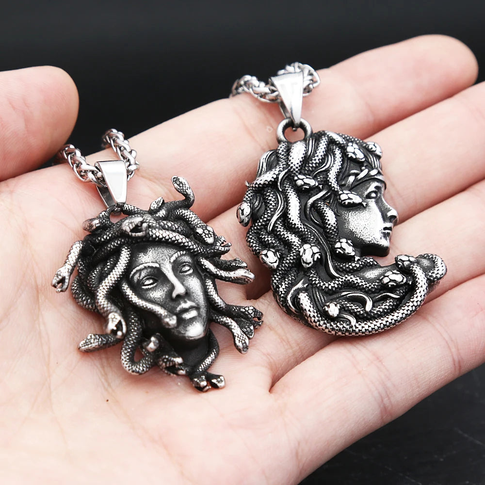 Classic Medusa Snake Pendant — Stainless Steel