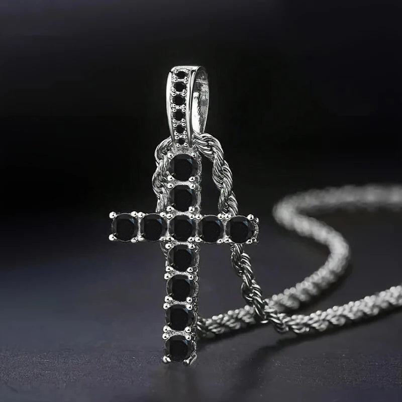 CAOSHI Four Color Available Cross Pendant Necklace for Women/Men Hip Hop Party Jewelry Fashion Brilliant CZ Stone