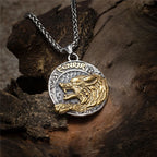 Fenrir Wolf Vegvisir Pendant Necklace — Stainless Steel