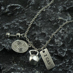 Dumbbell Barbell Letter Pendant — Stainless Steel