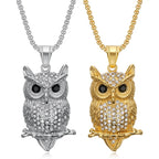 Iced Out Owl Gold Pendant Necklace