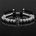 Simple Crown Royal Charm Men Women Bracelets Bangles Copper Charm Beads Braiding Crown Bracelet Jewelry Gift