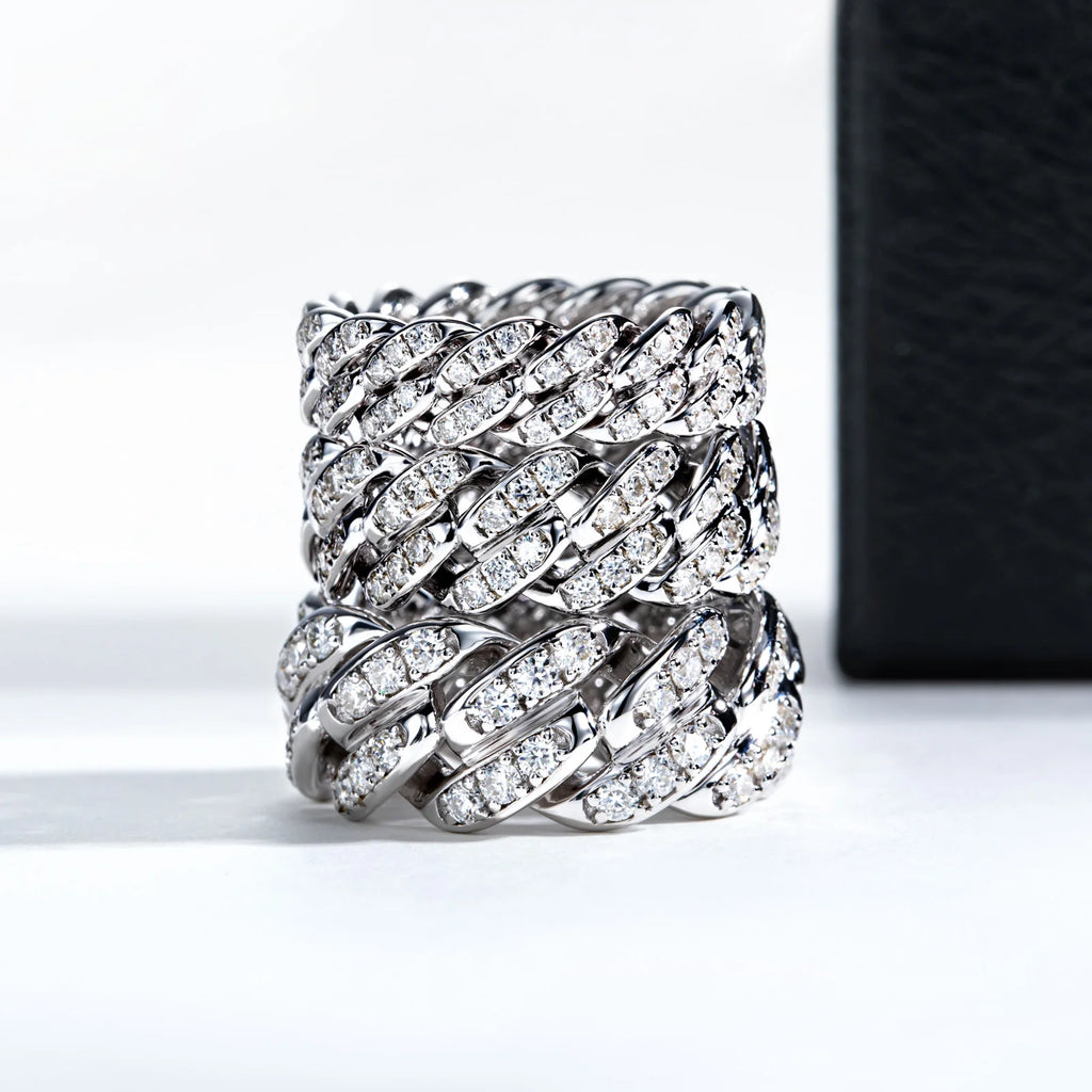 Iced Out Cuban Ring — 925 Silver