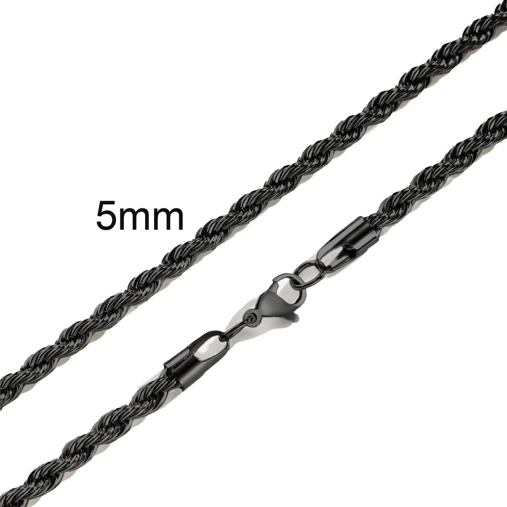 Twisted Rope Chain Necklace 5mm — Stainless
