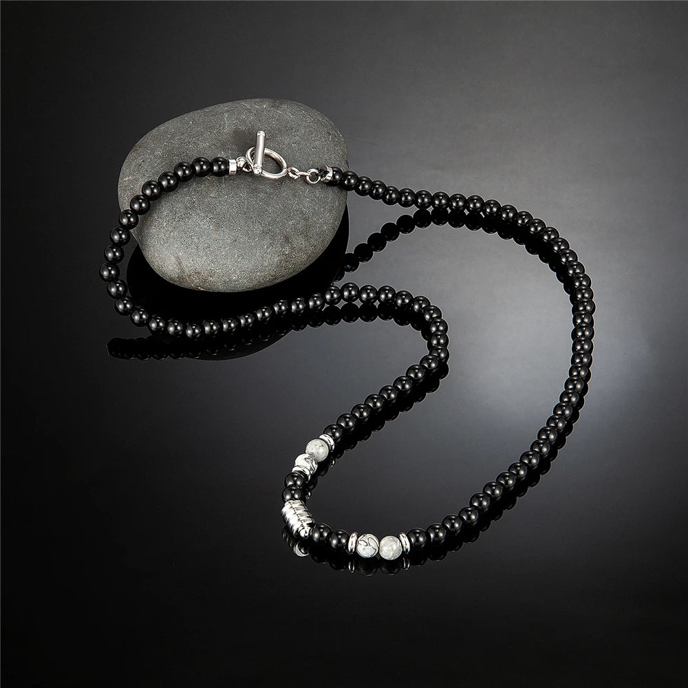 Tiger Eye Beaded Necklace — Stainless Steel