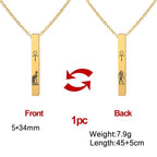 Lemegeton Egyptian Cat Goddess Bastet Necklace Stainless Steel Ancient Egypt Ankh Cross Symbol Necklaces Square Amulet