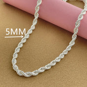 8MM Silver Rope Chain Necklace
